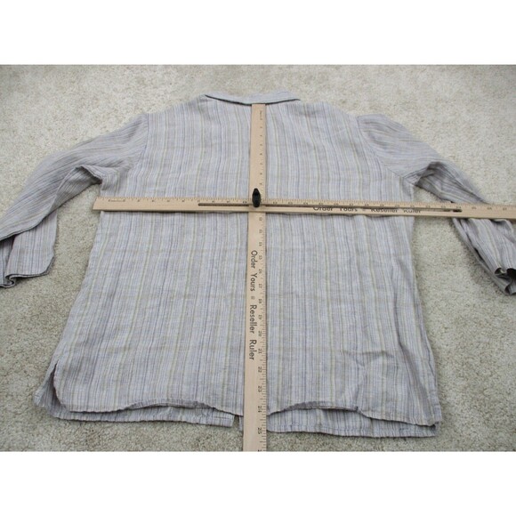 Patagonia Shirt Womens 14 Blue Green Striped Hemp Casual Button Up Top - Picture 9 of 11